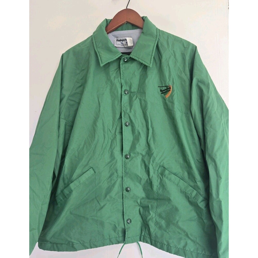 Vintage Round Up Jacket Mens XL Swingster Green Employee Landscaping 80s Snap